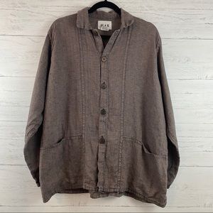 Flax Brown Linen Button Down Blouse